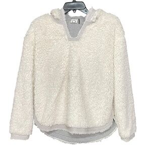 Anthropologie Akemi + Kin Cozy White Teddy Sherpa‎ Hoodie Sweatshirt Size XS